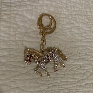 Gold and Crystal Horse Keychain Charm
